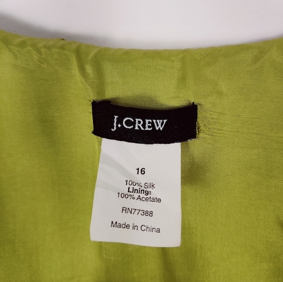 J. Crew Green Silk Wrap Dress with Ruffle Trim - Size 16 Evening Party Feminine - Picture 3 of 12